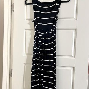 A•Glow Black and White Stripe Maxi length Sleeveless Dress